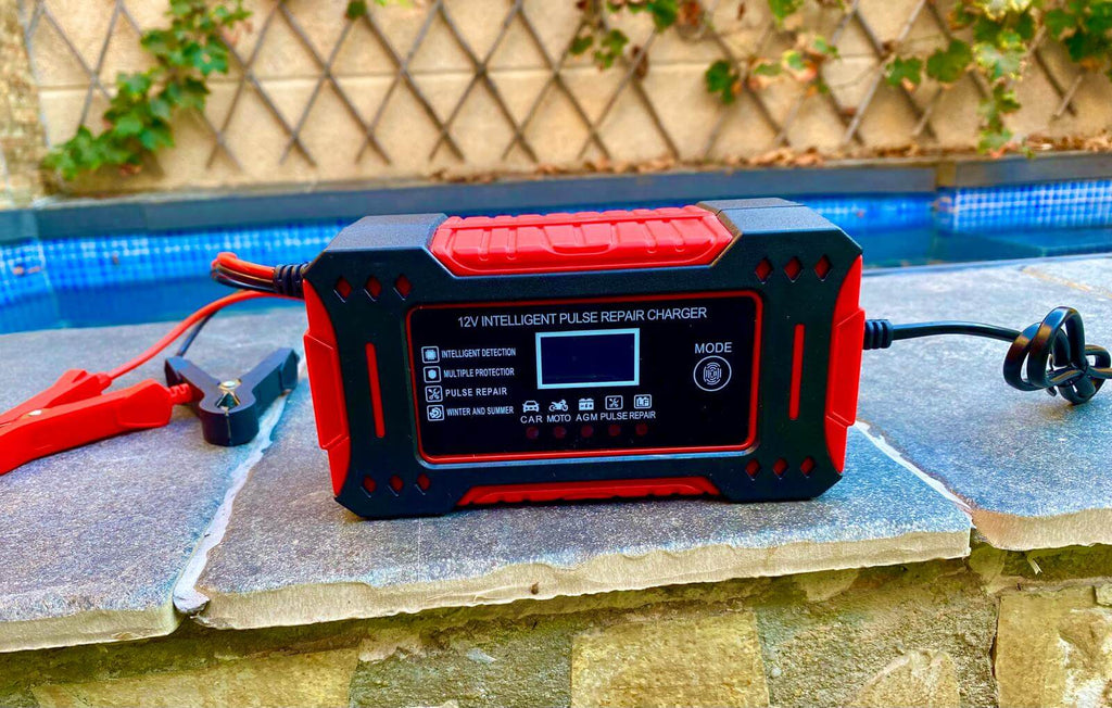 Cargador de batería inteligente para coche, unidad de carga de batería para coche y motocicleta, pantalla LCD de reparación de batería de plomo-ácido, 6A, 12V